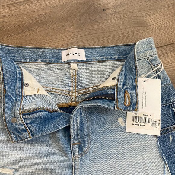 NTW Frame Layered Denim Shorts - Meadow - Size 23 (Runs Big!) - Picture 5 of 9